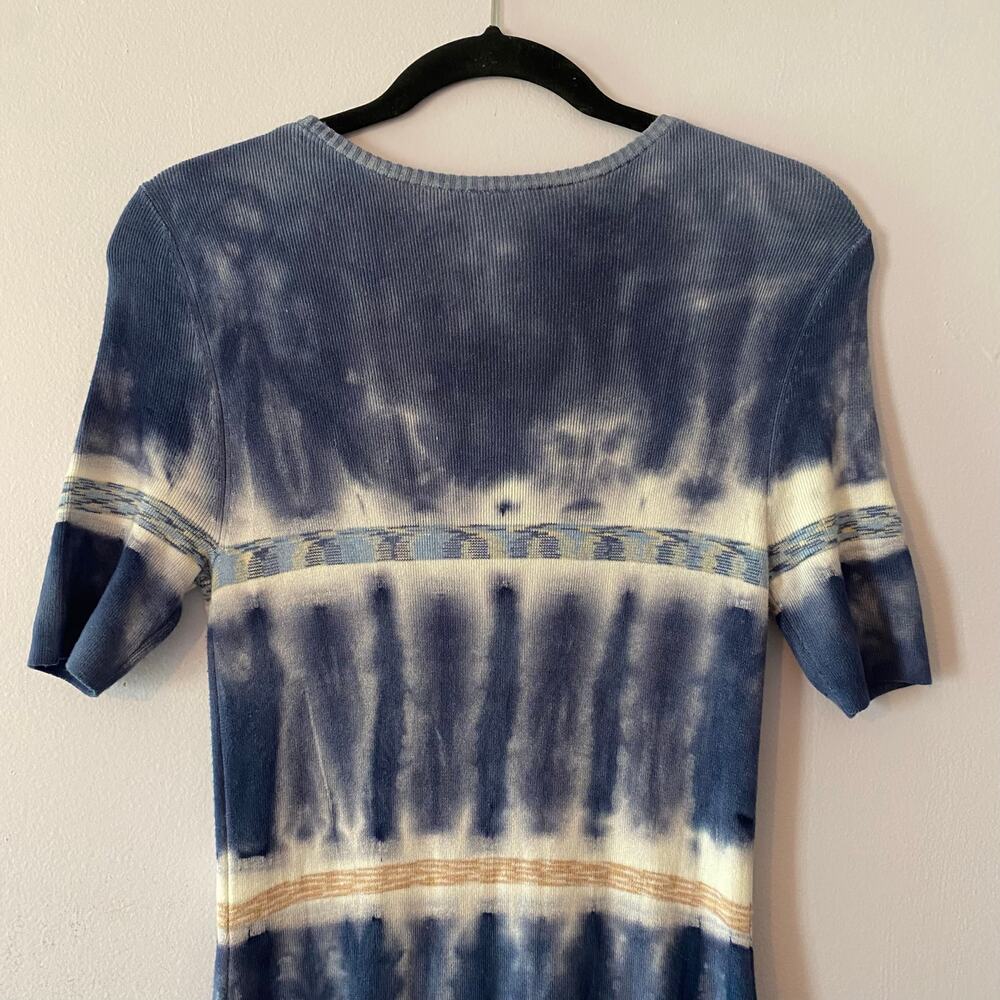 Anthropologie Blue White Kato Tie Dye Short Sleeve Midi Dress Women size Medium - Picture 7 of 12